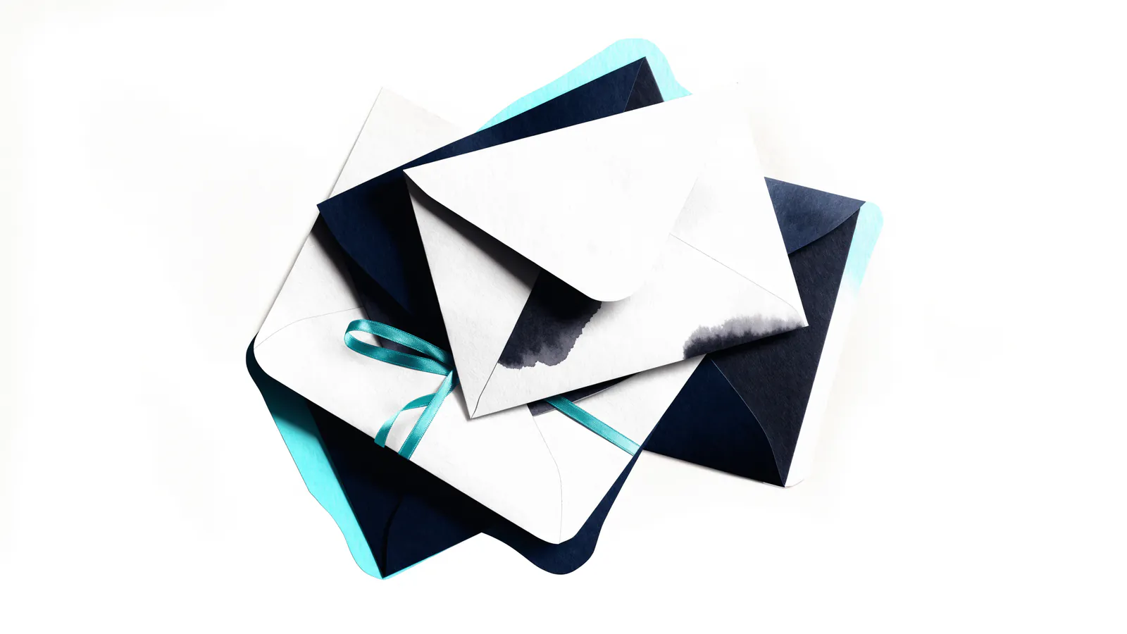Stacked paper envelopes tied with a thin teal ribbon, representing a personal loan agreement